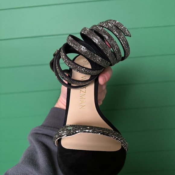 Stuart Weitzman Lilith Crystal 110 Sandal in Black & Crystal size 7 - Picture 9 of 13